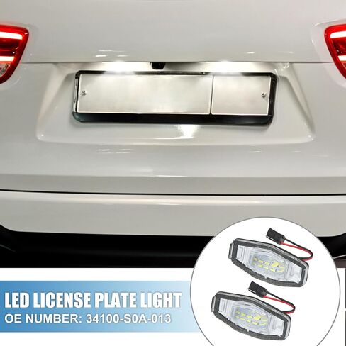 Car 6500K White 3528SMD LED License Plate Light Assembly 34100-S0A-013 for Honda Accord 2003-2012 for Acura TSX 2004-2014 ABS Clear (Set of 2) in Saudi Arabia