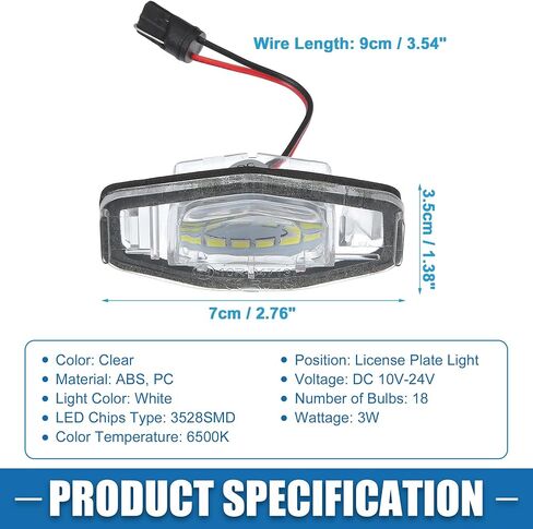 Car 6500K White 3528SMD LED License Plate Light Assembly 34100-S0A-013 for Honda Accord 2003-2012 for Acura TSX 2004-2014 ABS Clear (Set of 2) in Saudi Arabia