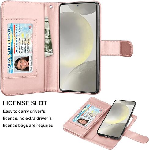Njjex Galaxy S24 Case, for Samsung Galaxy S24 Wallet Case, [9 Card Slots] PU Leather ID Credit Holder Folio Flip [Detachable] Kickstand Magnetic Phone Cover & Lanyard for Samsung S24 [Black] in Kuwait
