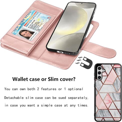 Njjex Galaxy S24 Case, for Samsung Galaxy S24 Wallet Case, [9 Card Slots] PU Leather ID Credit Holder Folio Flip [Detachable] Kickstand Magnetic Phone Cover & Lanyard for Samsung S24 [Black] in Kuwait