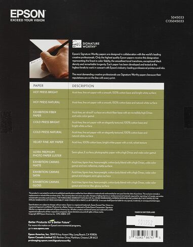 Epson Paper, Exhibition Fiber Paper, 8.5 inch in Saudi Arabia