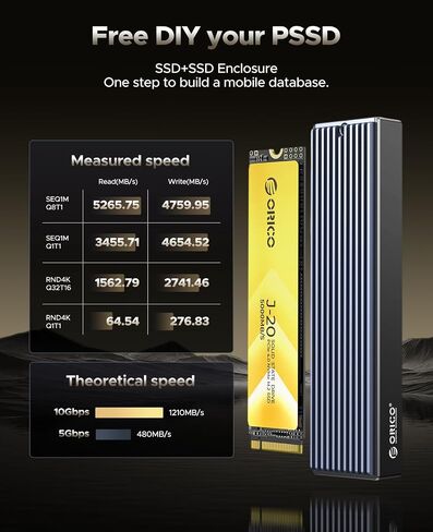 ORICO DIY 1 تيرابايت SSD خارجي محمول، محرك أقراص صلبة خارجي يصل إلى 1000 ميجابايت/ثانية، متوافق مع USB3.2/3.1/3.0 نوع C، لمستخدمي الأعمال/الطلاب/عشاق الترفيه-J20 in Kuwait