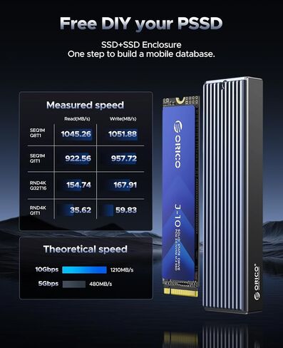 ORICO DIY 1TB Portable SSD External, Up to 1000MB/s External Solid State Drive Hard Drive, Compatible with USB3.2/3.1/3.0 Type-C, for Business users/Students/Entertainment Enthusiasts in Saudi Arabia
