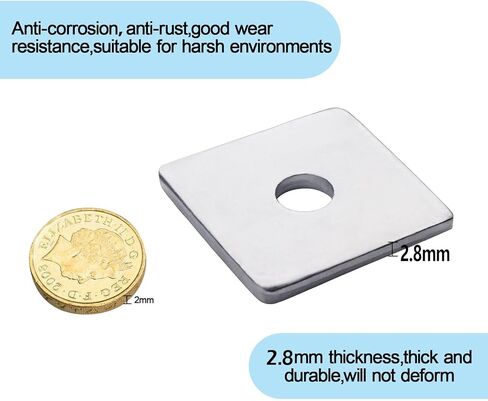 Squares Washer Galvanized Heavy Duty Plate Fastener Square Plate Washers, 5/8" X 1⅝" X 1⅝", 0.11" Thickness, 16mm x 40mm x 40mm x 2.8mm Fastener Hardware, 20 Packs in Kuwait