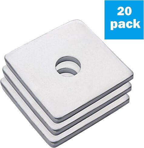 Squares Washer Galvanized Heavy Duty Plate Fastener Square Plate Washers, 5/8" X 1⅝" X 1⅝", 0.11" Thickness, 16mm x 40mm x 40mm x 2.8mm Fastener Hardware, 20 Packs in Kuwait