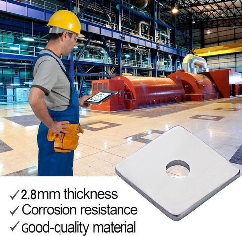 Squares Washer Galvanized Heavy Duty Plate Fastener Square Plate Washers, 5/8" X 1⅝" X 1⅝", 0.11" Thickness, 16mm x 40mm x 40mm x 2.8mm Fastener Hardware, 20 Packs in Kuwait