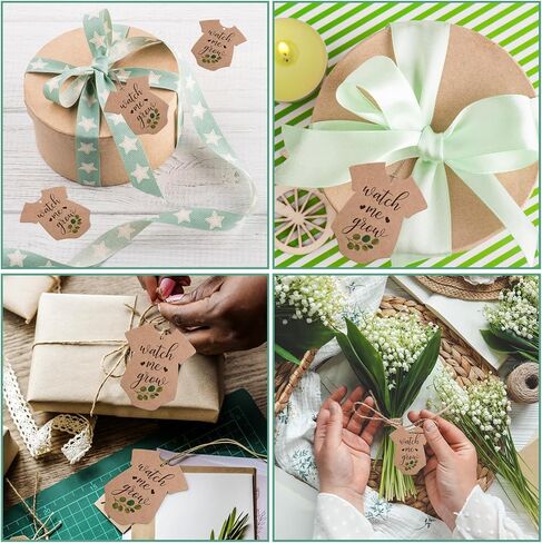 JarThenaAMCS 100Pcs Watch Me Grow Tags Succulent Favor Tags with Hemp Rope Teacher Appreciation Gift Tag Greenery Baby Shower Hanging Kraft Paper Label for Graduation Birthday Party Supplies in Saudi Arabia