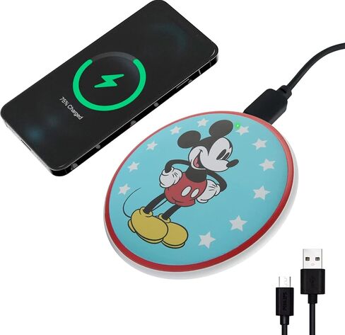 Disney Mickey Mouse Wireless Charging Pad- Wireless Charging Station Universally Compatible with All Qi Enabled Devices- Mickey Mouse Gifts for Adults and Fans of All Ages in Saudi Arabia