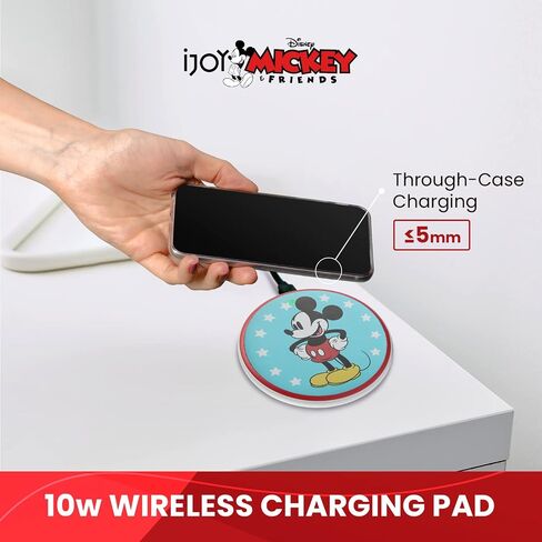 Disney Mickey Mouse Wireless Charging Pad- Wireless Charging Station Universally Compatible with All Qi Enabled Devices- Mickey Mouse Gifts for Adults and Fans of All Ages in Saudi Arabia
