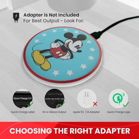 Disney Mickey Mouse Wireless Charging Pad- Wireless Charging Station Universally Compatible with All Qi Enabled Devices- Mickey Mouse Gifts for Adults and Fans of All Ages in Saudi Arabia