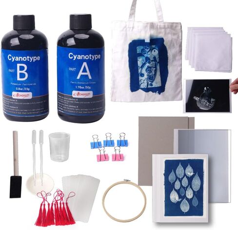 ACADOIT Cyanotype Sensitizer Kit، 16oz طقم Cyanotype Kit، مجموعة الطباعة الطبيعية بطباعة الشمس لمخططات الصور الفوتوغرافية والمشاريع الفنية اليدوية (مجموعة Cyanotype kit-1) in Saudi Arabia