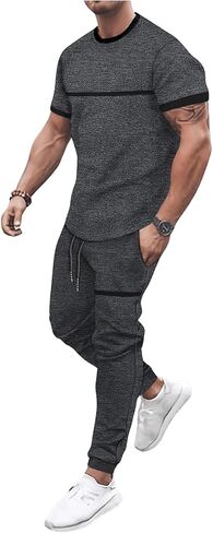 SOLY HUX Men's Tracksuits 2 Piece Casual Jogging Outfit Short Sleeve Tee and Jogger Pants Set in Saudi Arabia