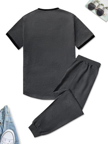 SOLY HUX Men's Tracksuits 2 Piece Casual Jogging Outfit Short Sleeve Tee and Jogger Pants Set in Saudi Arabia