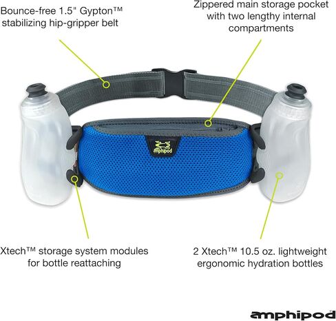 Amphipod RunLite Xtech 10K Hydration Belt, Ultra Runners Waist & Hydration Belt for Endurance Running, Racing, Men & Women - Amp Green - 21 oz in Saudi Arabia