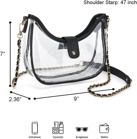 LOXOMU Clear Purses for Women Stadium Approved, Chic Clear Stadium Puse Clear Crossbody Bag for Concerts, Sports Events in Saudi Arabia