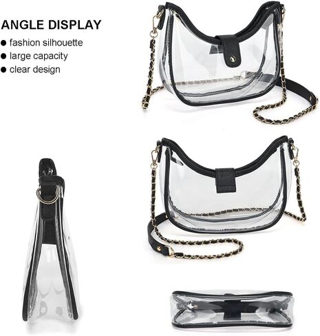 LOXOMU Clear Purses for Women Stadium Approved, Chic Clear Stadium Puse Clear Crossbody Bag for Concerts, Sports Events in Saudi Arabia