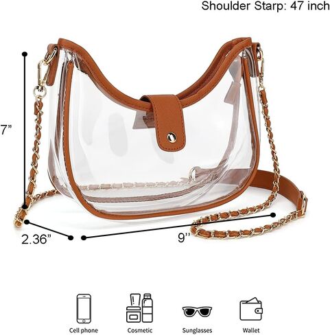 LOXOMU Clear Purses for Women Stadium Approved, Chic Clear Stadium Puse Clear Crossbody Bag for Concerts, Sports Events in Saudi Arabia