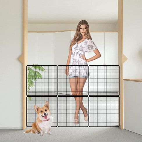 Dog Gate, Stair Gate,Lsolation Gate, Pet Gate Dog Fence Portable Puppy Lsolation Mesh Lsolation Gate Multipurpose (41.31 * 27.54 inch) (6 Pieces with Buckle Straps) in Saudi Arabia