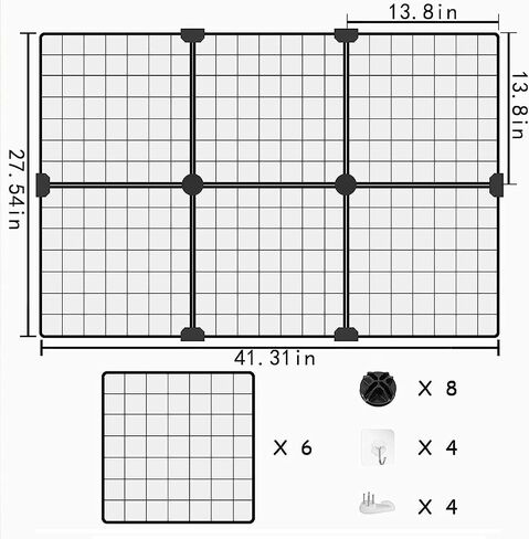 Dog Gate, Stair Gate,Lsolation Gate, Pet Gate Dog Fence Portable Puppy Lsolation Mesh Lsolation Gate Multipurpose (41.31 * 27.54 inch) (6 Pieces with Buckle Straps) in Saudi Arabia