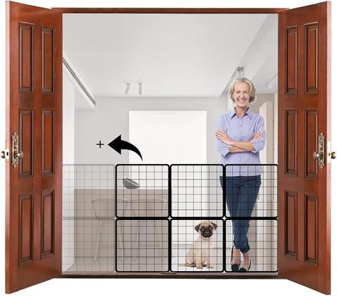 Dog Gate, Stair Gate,Lsolation Gate, Pet Gate Dog Fence Portable Puppy Lsolation Mesh Lsolation Gate Multipurpose (41.31 * 27.54 inch) (6 Pieces with Buckle Straps) in Saudi Arabia