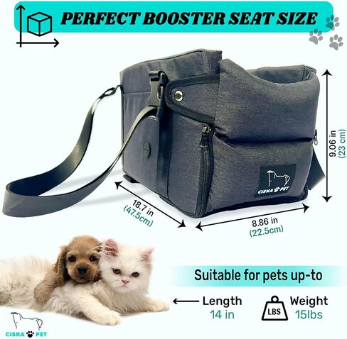 Center Console Dog Car Seat for Small Dog | Pet Booster Seat with Adjustable Strap for Secure, Protective, and Safe Road Trips | Portable, Waterproof, Washable with Ventilated Black Design in Saudi Arabia