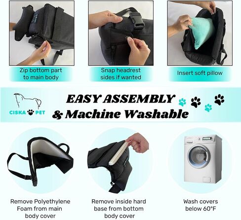 Center Console Dog Car Seat for Small Dog | Pet Booster Seat with Adjustable Strap for Secure, Protective, and Safe Road Trips | Portable, Waterproof, Washable with Ventilated Black Design in Saudi Arabia