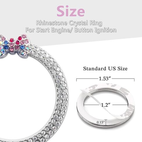 ALITTLEBYLIFE Car Bling Ring Emblem ملحقات السيارة للأزرار والمقابض، ملصق زر التشغيل المتلألئ، مفتاح الإشعال وحلقة المقبض، ملحقات داخلية للسيارة - وردي in Saudi Arabia