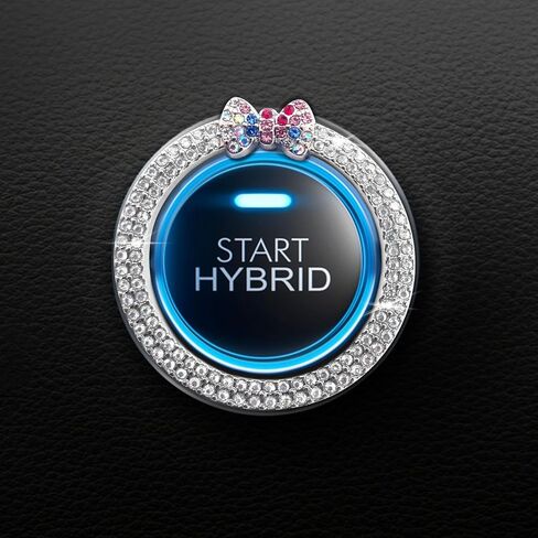 ALITTLEBYLIFE Car Bling Ring Emblem ملحقات السيارة للأزرار والمقابض، ملصق زر التشغيل المتلألئ، مفتاح الإشعال وحلقة المقبض، ملحقات داخلية للسيارة - وردي in Saudi Arabia