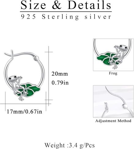 أقراط الضفدع 925 الفضة الاسترليني الضفدع هوب الأقراط مع لوتس ليف الأقراط لطيف الحيوان الأقراط الضفدع المجوهرات الصغيرة هوجي هوب الأقراط هدية للنساء فتاة في سن المراهقة in Kuwait