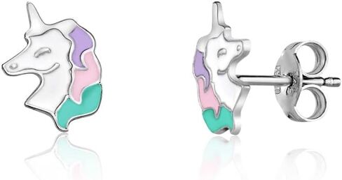UNICORNJ Sterling Silver 925 Unicorn Earrings Stud for Girls with Enamel in Saudi Arabia