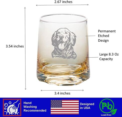 Fathers Day Gifts for Golden Retriever Dog Dad, Golden Retriever Gifts Gold Whiskey Tumbler Water Drinking Glass in Kuwait