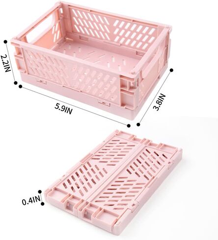 4-Pack Mini Plastic Baskets For Organizing and Storage, Collapsible Space Saving Crates, Office Desk Drawer Organizer, Small Size Storage Bins For kithchen Household Organizing.(5.9 x 3.8 x 2.2)’’. in Saudi Arabia