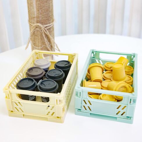 4-Pack Mini Plastic Baskets For Organizing and Storage, Collapsible Space Saving Crates, Office Desk Drawer Organizer, Small Size Storage Bins For kithchen Household Organizing.(5.9 x 3.8 x 2.2)’’. in Saudi Arabia