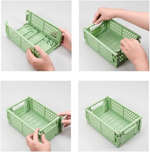 4-Pack Mini Plastic Baskets For Organizing and Storage, Collapsible Space Saving Crates, Office Desk Drawer Organizer, Small Size Storage Bins For kithchen Household Organizing.(5.9 x 3.8 x 2.2)’’. in Saudi Arabia