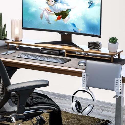 مساحة تخزين جانبية للمكتب قابلة للتعديل، مساحة تخزين تحت المكتب، حامل كمبيوتر محمول مثبت أسفل المكتب، منظم مكتب معلق بدون مثقاب، حامل تخزين جانبي للمكتب والمنزل (أسود) in Kuwait