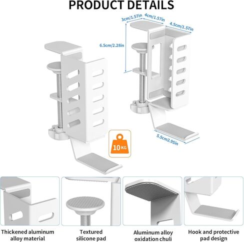 مساحة تخزين جانبية للمكتب قابلة للتعديل، مساحة تخزين تحت المكتب، حامل كمبيوتر محمول مثبت أسفل المكتب، منظم مكتب معلق بدون مثقاب، حامل تخزين جانبي للمكتب والمنزل (أسود) in Kuwait