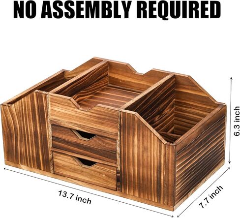 منظم مكتب خشبي ريفي عتيق من بيكيث لسطح المكتب، تخزين اللوازم الفنية للمكتب المنزلي مع درج، صندوق عرض لفرز المجوهرات وإكسسوارات المكياج in Kuwait