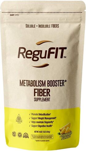 Regufit Fiber Powder to Supports Bloating & Gut Health, Helps Maintain Regularity, Prebiotic, Superfood, Omega-3 ALA, Pineapple Flavor, 30 svgs in Saudi Arabia