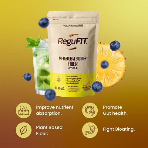 Regufit Fiber Powder to Supports Bloating & Gut Health, Helps Maintain Regularity, Prebiotic, Superfood, Omega-3 ALA, Pineapple Flavor, 30 svgs in Saudi Arabia