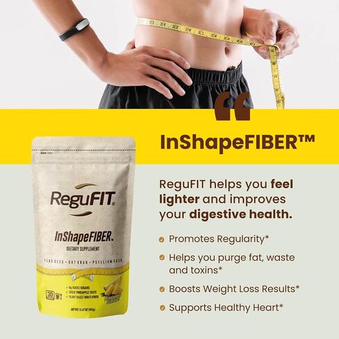 Regufit Fiber Powder to Supports Bloating & Gut Health, Helps Maintain Regularity, Prebiotic, Superfood, Omega-3 ALA, Pineapple Flavor, 30 svgs in Saudi Arabia
