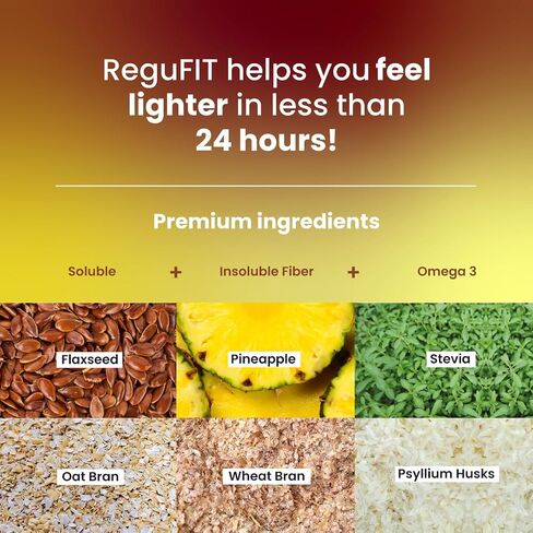 Regufit Fiber Powder to Supports Bloating & Gut Health, Helps Maintain Regularity, Prebiotic, Superfood, Omega-3 ALA, Pineapple Flavor, 30 svgs in Saudi Arabia