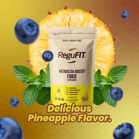 Regufit Fiber Powder to Supports Bloating & Gut Health, Helps Maintain Regularity, Prebiotic, Superfood, Omega-3 ALA, Pineapple Flavor, 30 svgs in Saudi Arabia