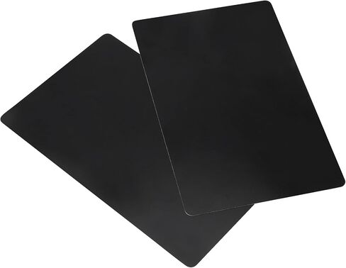 JOIKIT 200 قطعة من بطاقات العمل المعدنية مقاس 3.4 × 2.1 بوصة، بطاقات عمل من الألومنيوم الأسود فارغة وبطاقات اسم معدنية منقوشة بالليزر DIY، بطاقات VIP، تجارية، هدايا، أسود in Kuwait