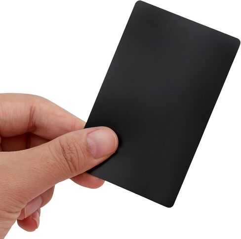 JOIKIT 200 قطعة من بطاقات العمل المعدنية مقاس 3.4 × 2.1 بوصة، بطاقات عمل من الألومنيوم الأسود فارغة وبطاقات اسم معدنية منقوشة بالليزر DIY، بطاقات VIP، تجارية، هدايا، أسود in Kuwait