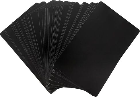 JOIKIT 200 قطعة من بطاقات العمل المعدنية مقاس 3.4 × 2.1 بوصة، بطاقات عمل من الألومنيوم الأسود فارغة وبطاقات اسم معدنية منقوشة بالليزر DIY، بطاقات VIP، تجارية، هدايا، أسود in Kuwait