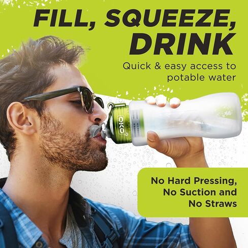 ÖKO - Advanced Water Bottle with Filter Derived from NASA Technology, Filtered Water Bottle for Travel/Outdoors & Home, Water Filter Bottle for Harmful Contaminants (650 ML, Moss) in Saudi Arabia