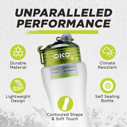 ÖKO - Advanced Water Bottle with Filter Derived from NASA Technology, Filtered Water Bottle for Travel/Outdoors & Home, Water Filter Bottle for Harmful Contaminants (650 ML, Moss) in Saudi Arabia