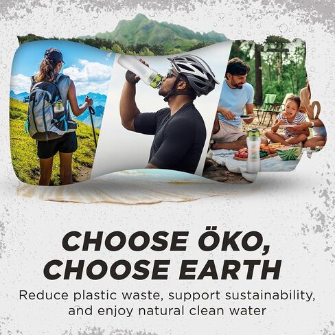 ÖKO - Advanced Water Bottle with Filter Derived from NASA Technology, Filtered Water Bottle for Travel/Outdoors & Home, Water Filter Bottle for Harmful Contaminants (650 ML, Moss) in Saudi Arabia