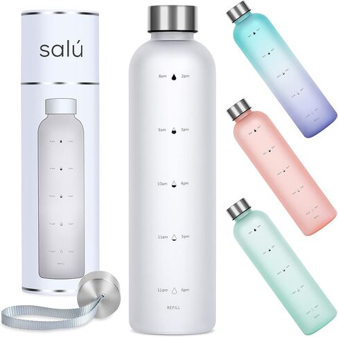 32 oz TRITAN/BPA-Free Water Bottle w/Time Marker, Pink, Motivational Measurements w/Time & Volume, Frosted Plastic, EXTRA Lid for Gym, Sports, Travel, Fitness, or Work in Saudi Arabia