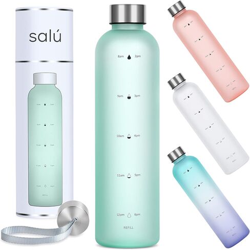 32 oz TRITAN/BPA-Free Water Bottle w/Time Marker, Pink, Motivational Measurements w/Time & Volume, Frosted Plastic, EXTRA Lid for Gym, Sports, Travel, Fitness, or Work in Saudi Arabia